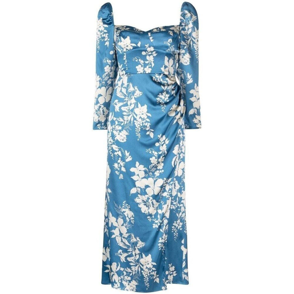 Reformation Blue and White Floral Midi Dress